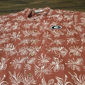 Georgia Bulldogs Hawaiian Shirt Mens M Antigua Red Floral Button Up UGA NWT